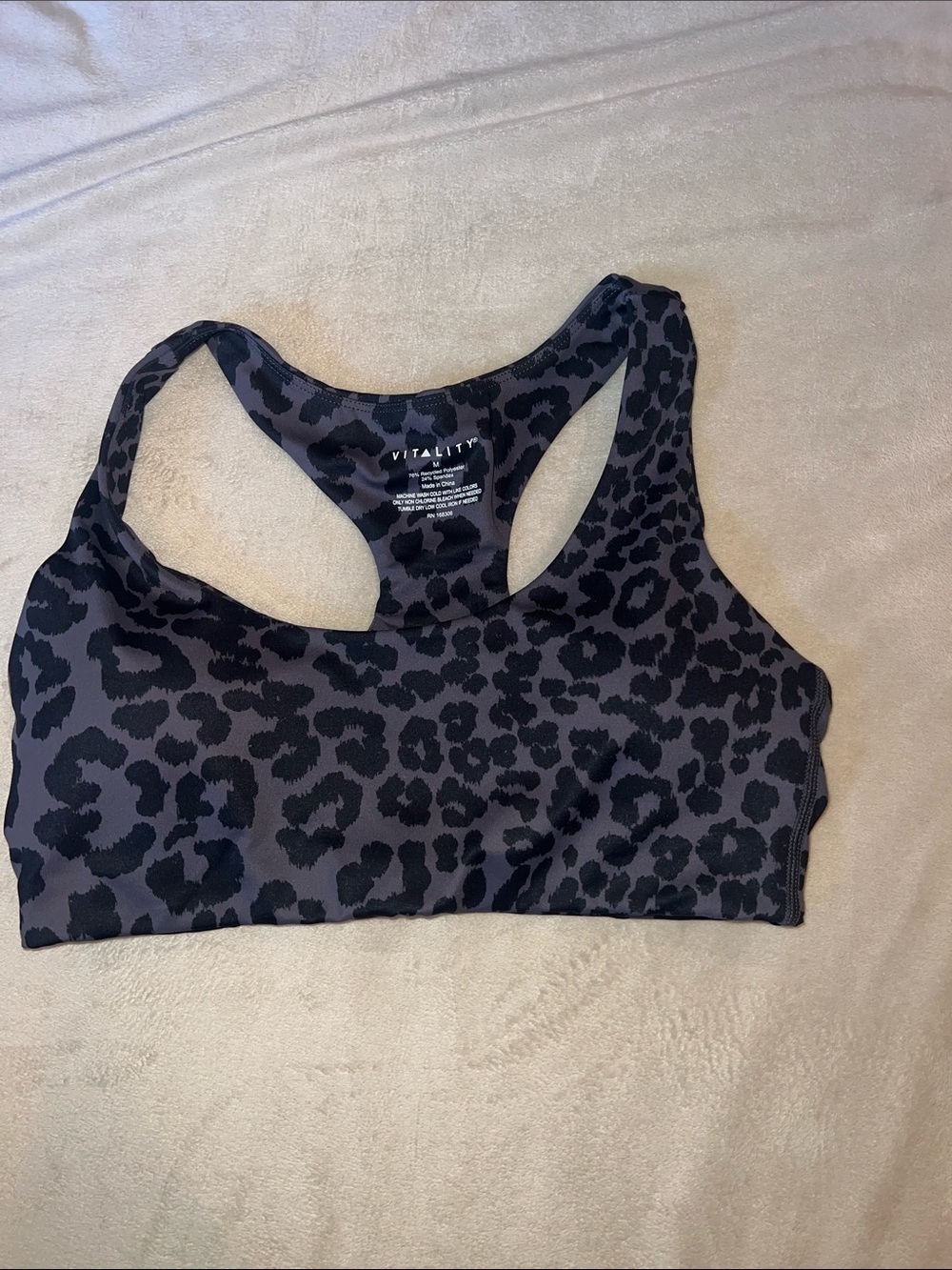 Vitality Pulse Core Women's Black Leopard Print Sports Bra